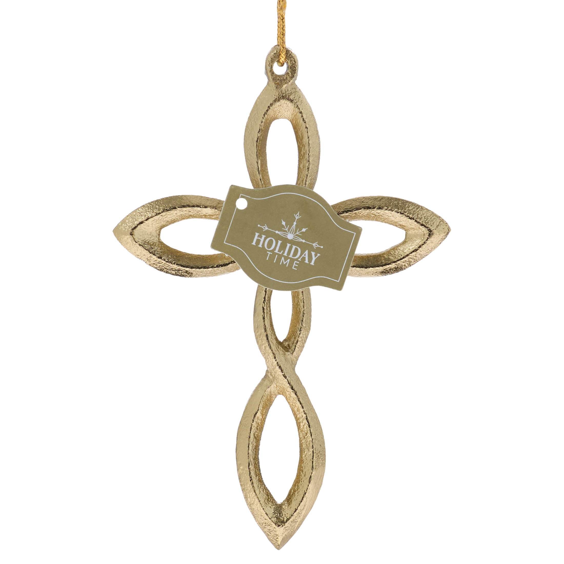 Gold Metal Cross Christmas Ornament, 5", by Holiday Time