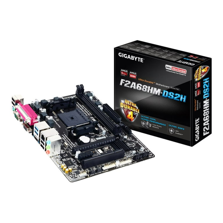 Gigabyte Ultra Durable 4 Plus GA F2A68HM DS2H Desktop Motherboard AMD A68 Chipset Socket FM2 Micro ATX