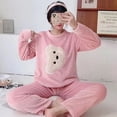 thumbnail image 4 of Conjunto de Pijama de franela para Mujer, ropa de dormir cálida de dibujos animados, estilo coreano, a la moda, para el hogar, Otoño e Invierno, 4 of 5