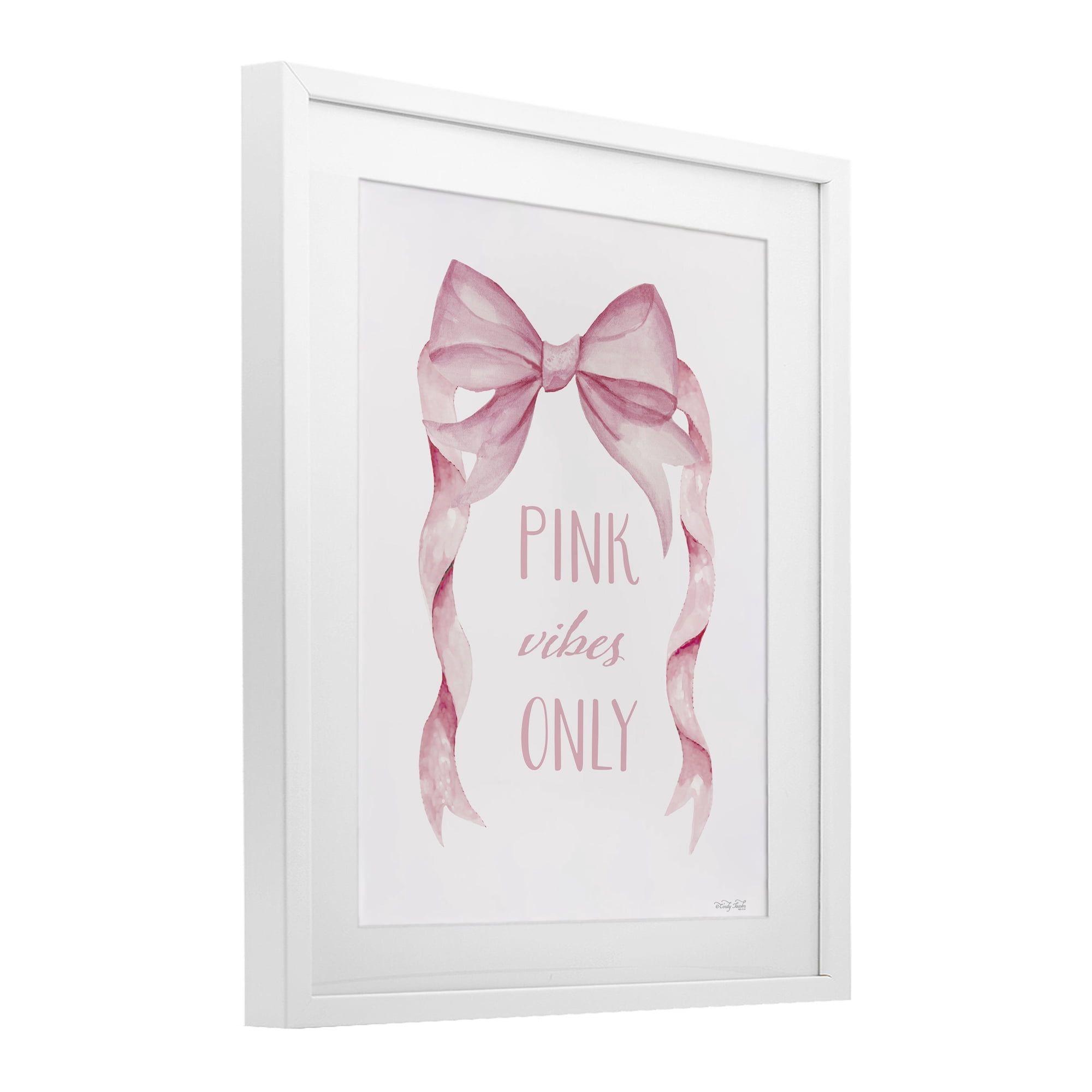 Stupell Industries Feminine Pink Vibes Only White Framed Print Under Glass, design by Cindy Jacobs