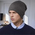 thumbnail image 3 of Slouch Knitted Beanie Hat Men Women Solid-Color Pullover Cap Breathable Soft Beanie Sports Hat, 3 of 5