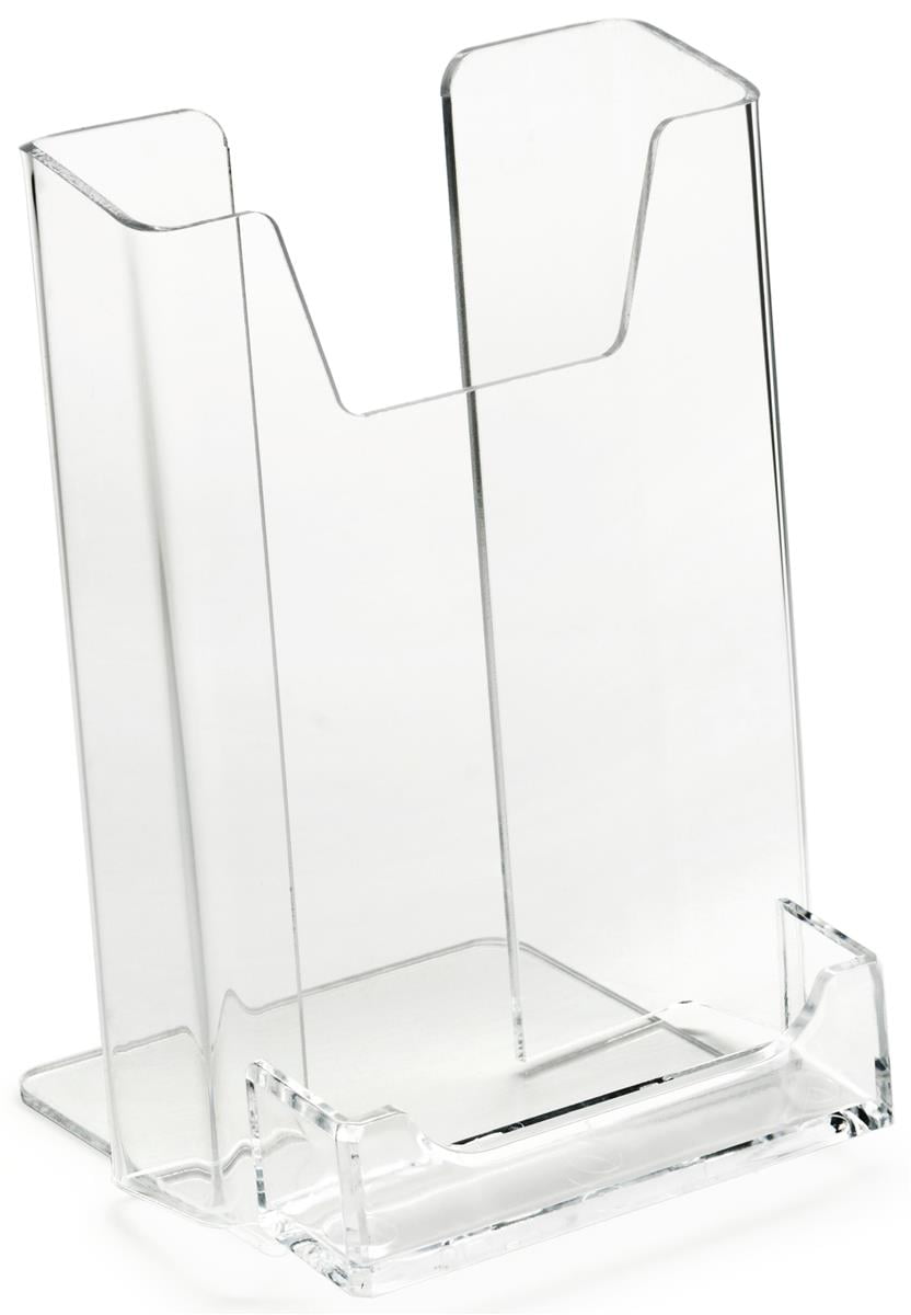 2 Pack Acrylic Brochure Holder Clear Flyer Holder Plastic Literature Holder with 2 Pack Plastic Business Card Holder Display Ideal for Office Business 