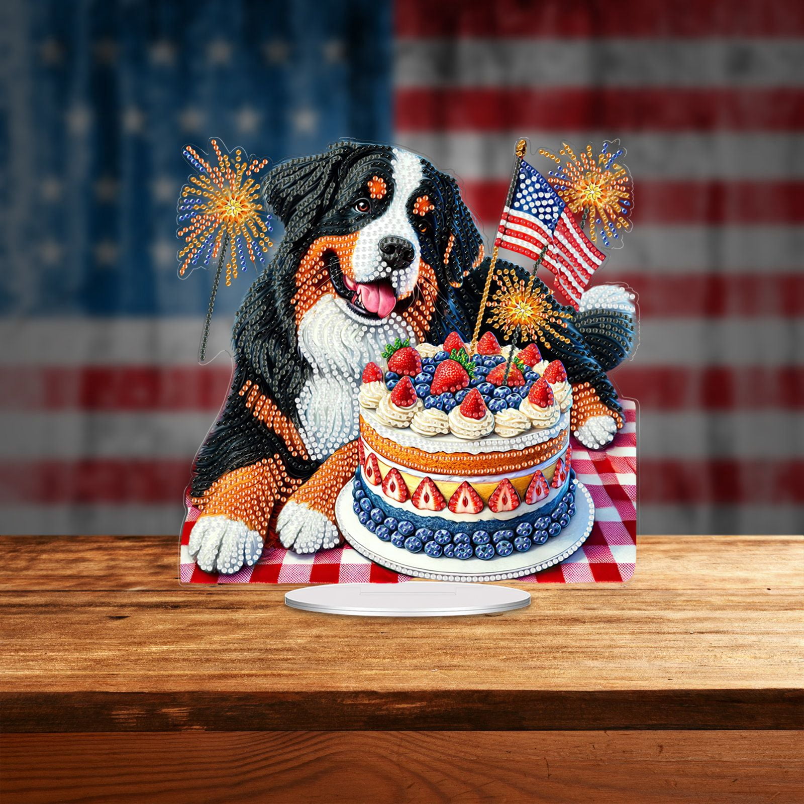 FLOPESN DIY Diamond Art Painting American Independence Day Creative，9.84*9.84in Animal Design,Add Festive Atmosphere Home Desktop Decorations