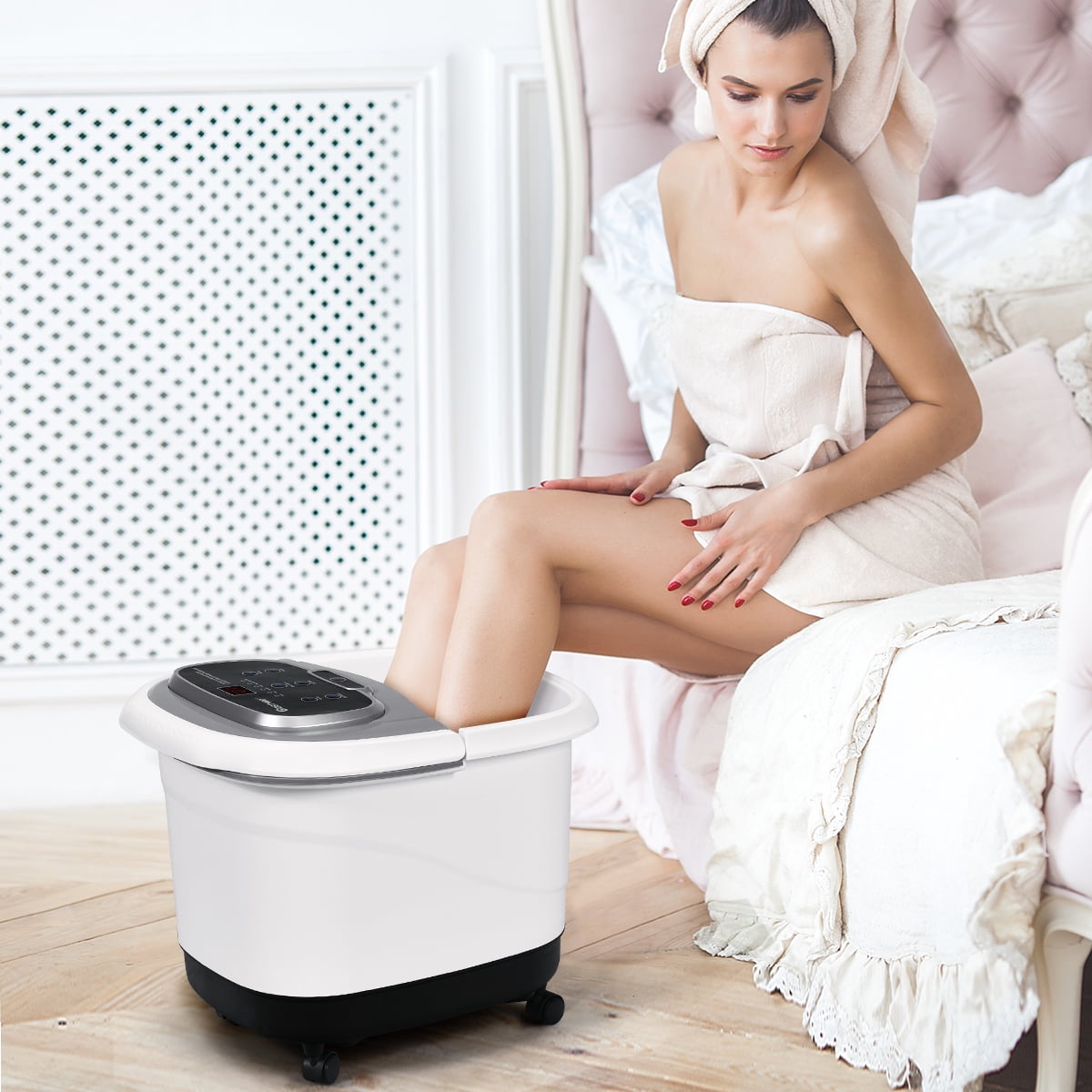 Costway Portable Foot Spa Bath Motorized Massager with Heated Massage and Temperature Control Gray Walmart