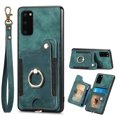 thumbnail image 4 of Nalacover For Samsung S20 Case Ring Holder Kickstand with Credit Card Holder, Back Flip Premium Leather Magnetic Clasp Removable Wirst Hand Strap Cover for Samsung Galaxy S20, Green, 4 of 15