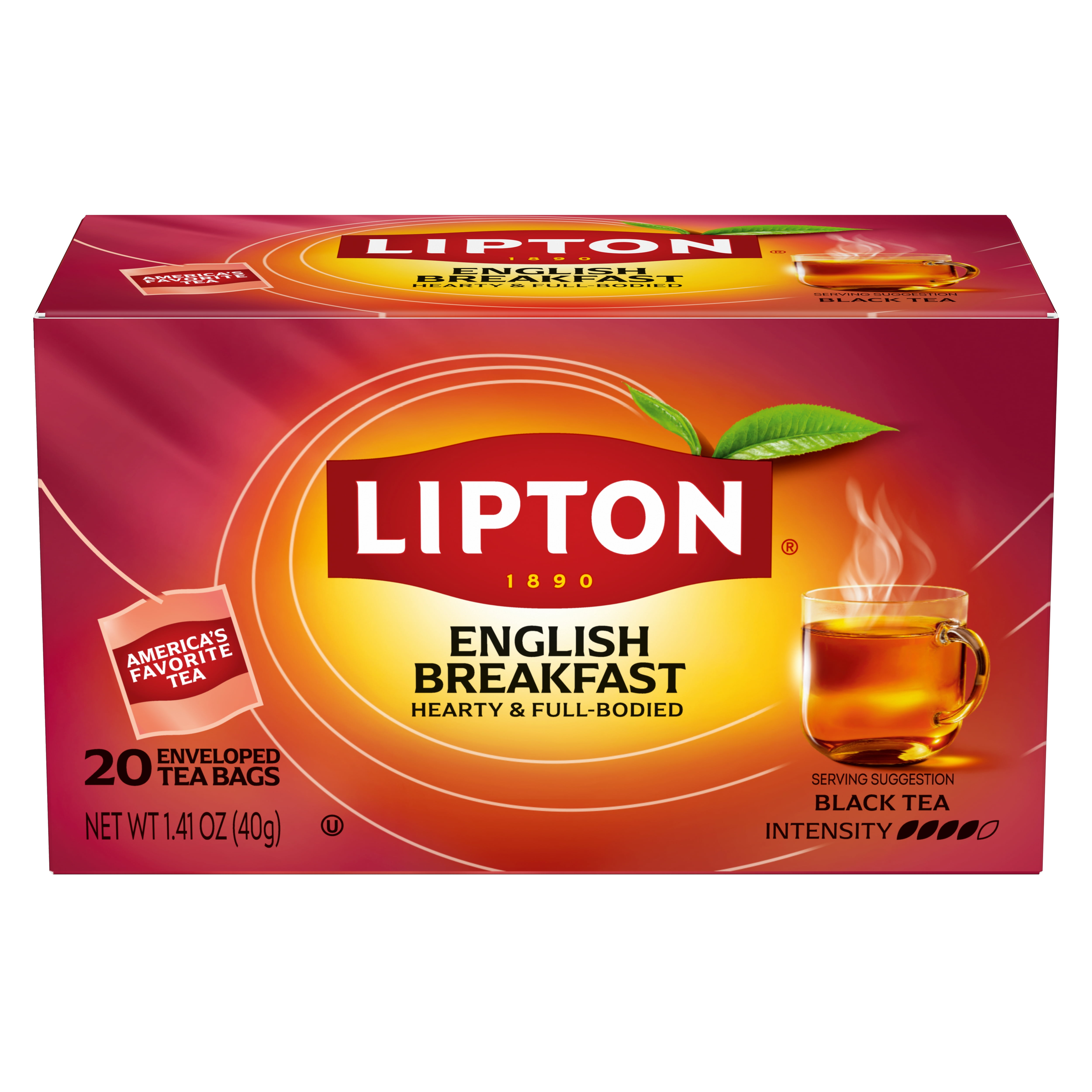 Lipton English Breakfast Tea Bags 20 Count – Pack of 6 (Total 120 Bags)