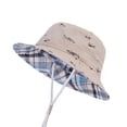 thumbnail image 5 of Jinhomg Baby Sun Hat Kids Sun Protection Toddler Plaid Lining Bucket Hat Wide Brim Adjustable Summer Beach Hats for Boys Girls 6M-14Y,Beige, 5 of 7