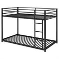 thumbnail image 4 of Metal Bunk Bed, Twin Over Twin Bunk Bed with Ladder and Safety Guardrail for Bedroom, Low Bunk Bed Frame for Kids Teens Adults, Space Saving Kid's Room Bed Frame, No Spring Box Needed, Black, 4 of 7