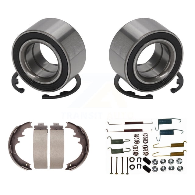 Transit Auto Rear Drum Brake Shoe & Hardware and Wheel Bearing Kit for Car 1998-2002 Ford Ranger EV with 10" Diameter - Left Right Side (Driver Passenger) K7D-100826
