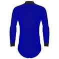 thumbnail image 4 of Raenseen Men's Sparkly Rhinestones Latin Dance Shirt Leotard V Neck Long Sleeve Figure Skating Blue XL, 4 of 7