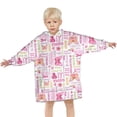thumbnail image 3 of Pink Butterfly Word Pattern Blanket Hoodies for Kids 6-13YR Oversize Wearable Blanket Hoodies for Boys Girls Teens, 3 of 7