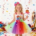 thumbnail image 2 of Vividxx Toddler Girls Dresses Party Dress Candy Rainbow Tutu Performance Elegant Lollipop Net Skirt For 10-12 Years, 2 of 9