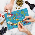 thumbnail image 5 of Saying Cutting Board, Colored Welcoming Hello Words Print with Patchwork Style Sea Fish and Clouds Image, Decorative Tempered Glass Cutting and Serving Board, Small Size, Multicolor, by Ambesonne, 5 of 5