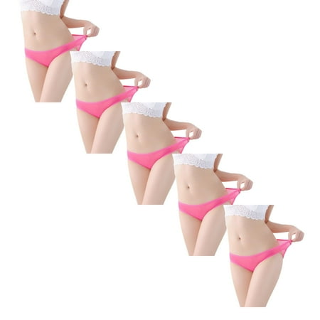 

Womens Underwear Brief Low Waist Sheer Mesh Cute Seamless Panties5PC