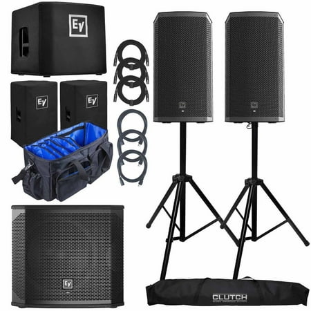 (2) Electro-Voice ZLX-12BT 12" Powered Bluetooth Loudspeakers with 12" Powered Subwoofer Package