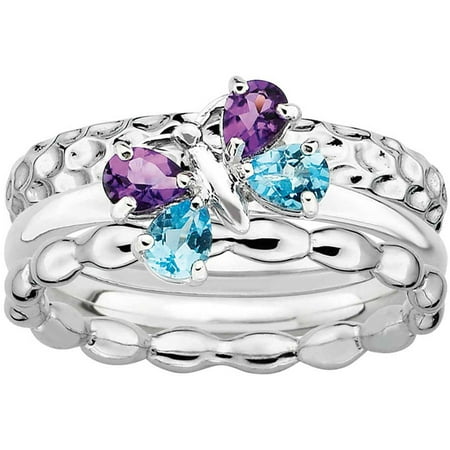 Sterling Silver Stackable Expressions Beautiful Butterfly Ring Set, available in multiple sizes