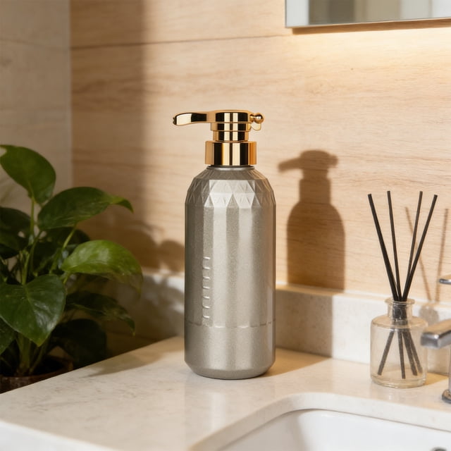 Plastic Hand Soap Dispenser Bottle | Shower Gel and Lotion Dispenser | Refillable Pump Container for Bathroom Kitchen Countertop