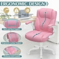 thumbnail image 6 of Leather Office Chair, PU Home Computer Desk Chairs with Ergonomic Back Support, 360°Swivel Free, Small Gaming Chair with Wheels and Adjustable Armrests, for Short People Use(1 pack, Pink), 6 of 8