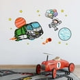 thumbnail image 2 of Garbage Truck in Outer Space Adventure with Astronaut Vinyl Wall Decal - Abstract and Creative Artwork Design of Man Hanging Over Planets with Comets and Spaceship Vehicle for Kid's Bedroom and Playro, 2 of 5