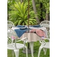thumbnail image 2 of Outdoor Tablecloth with Umbrella Hole and Zipper, Happy Easter Round Table Cloth 54 Inch Waterproof Tablecloth, Colorful Spring Eggs Beige Wooden Picnic Table Cover for Patio Camping, 2 of 7