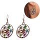 thumbnail image 3 of Pendientes de botón, bohemios, con flores multicolores, redondos y huecos, con gancho colgante, accesorios de joyería para adolescentes., 3 of 5