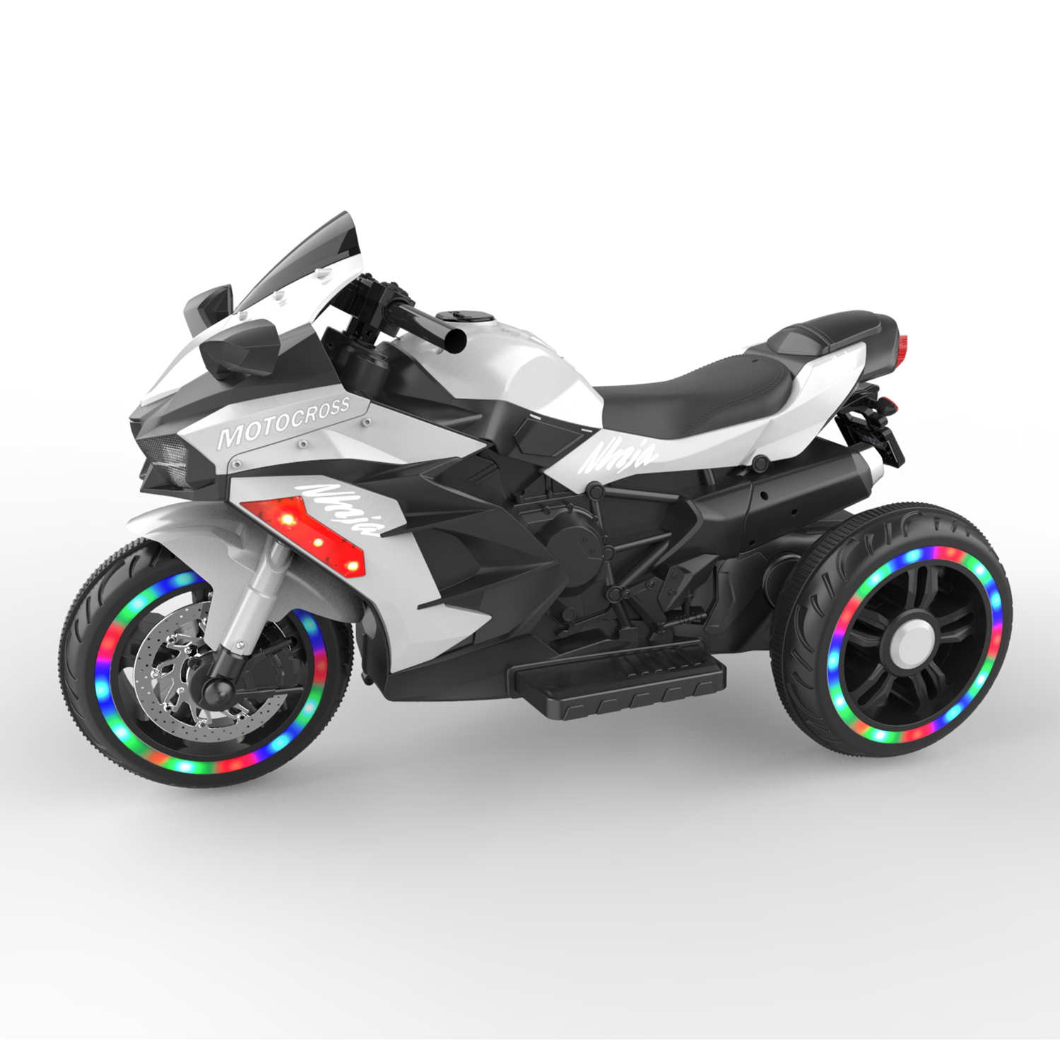 HNH 12V Ride on Motorcycle for Kids, Electric Dirt Bike with LED Light, Bluetooth Music, Motorbike Ride on Toy for 3-6 Year Olds