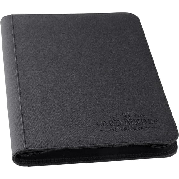 9 Pocket Card Binder, Premium Zip Trading Card Binder, 540 Double Sided Pocket PU Collection Binder, Collector Album, Card Folder for MTG, TCG, Sports Cards (Black)