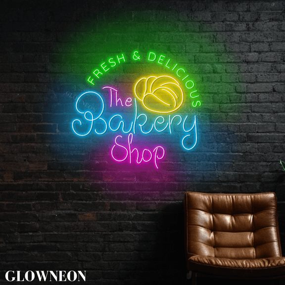 GLOWNEON The Bakery Shop Neon Sign, LED Light for Dessert Stores and Cake Shop Decor