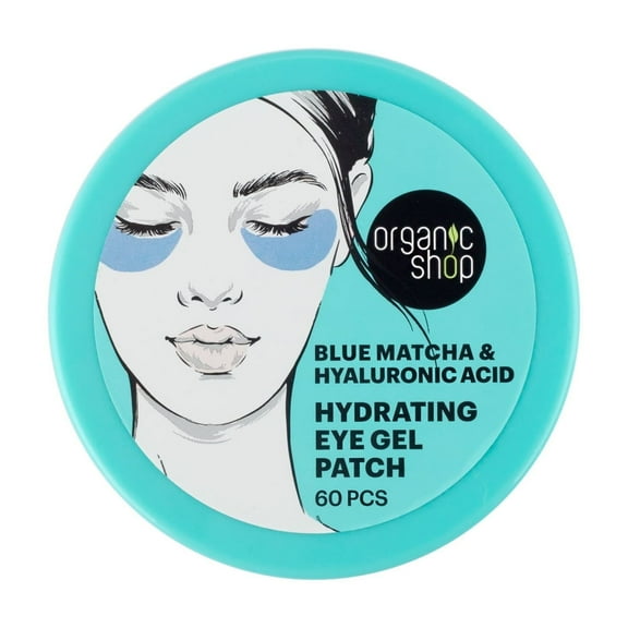 Organic Shop Hyaluronic Acid Hydrogel Eye Patches, Blue Matcha for Deep Hydration & Dark Circles, Fight Wrinkles & Fine Lines, Dark Spots, Texture Repair Vegan & Organic. 60 PCS