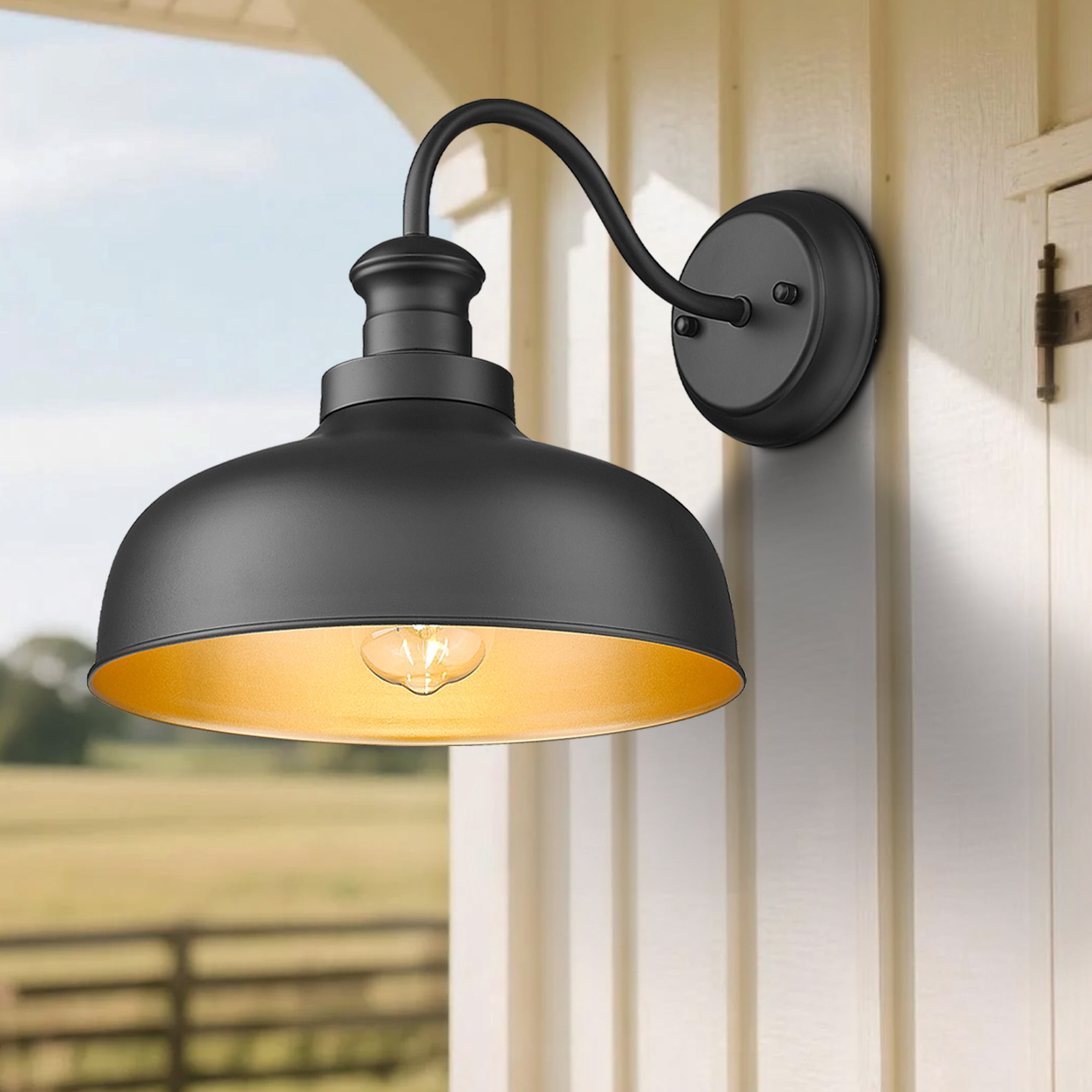 Outdoor Barn Light for Farmhouse, Exterior Wall Mount Lights Fixture,Weather Resistant Outdoor Wall Sconce for Porch, Garage, Patio, Entryway(Black, 1 Pack)