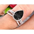 thumbnail image 5 of Bridal Set Tear Droped Black Diamond Moissanite Engagement Ring 2.50 Carat 8x5mm Pear Shape Gemstone Wedding Set Anniversary Ring On 10k White Gold Shining Jewelry With Matching Band, 5 of 5