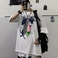 thumbnail image 1 of Estilo Coreano Ropa De Los Hombres Camiseta De Manga Corta De Dibujos Animados Eléctrico shock Estrella anime Diseño De Impresión Unisex De Gran Tamaño Camisa casual Desgaste De Calle top hip-hop Negr, 1 of 4