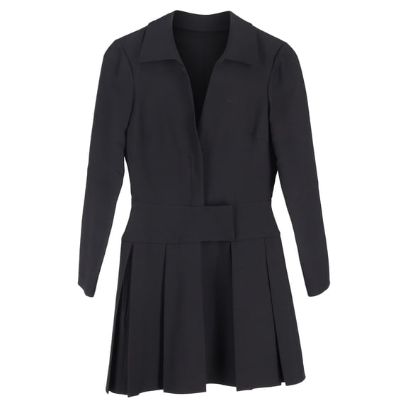 Pre-Owned Valentino Pleated Mini Dress in Black Polyester