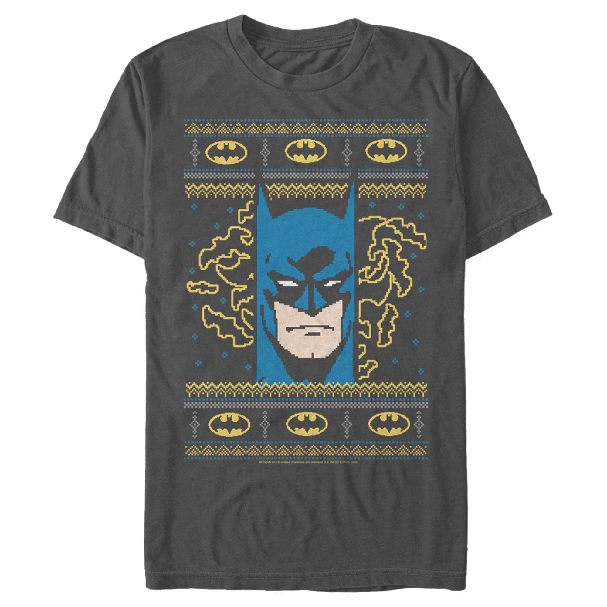 Men's Batman Ugly Christmas Masked Hero Graphic Tee Charcoal Small