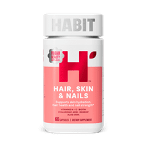 HABIT Hair, Skin & Nails Supplement, Vitamins A & C, Biotin, Hyaluronic Acid, Vegan, 60 Capsules