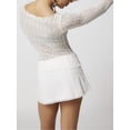thumbnail image 3 of Women Y2K Lace Floral Crop Top Long Sleeve Sheer Mesh See Through T Shirts Slim Fit Going Out Tees Tops Streetwear, 3 of 7