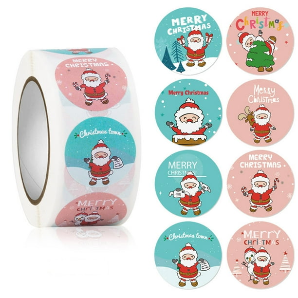 Morease 1 Roll Christmas Stickers Round Labels Small Thank You Sticker Roll Waterproof Self-Adhesive Sticker Jam Jar for Envelope Gift Bags Paper Bags ...