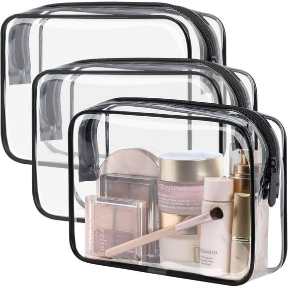 HWZWT Travel Cosmetic Bag for Men and Women Transparent Makeup Bag Waterproof Quart Size Bag
