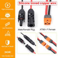 thumbnail image 5 of 2X Solar Charge Cable XT60I-F Adapter 12AWG Cable Connector Extension Wire for Solar Panel Generator Power Battery B,2Pack x XT60 adapter to solar connector extension cable.,Photo Color, 5 of 6