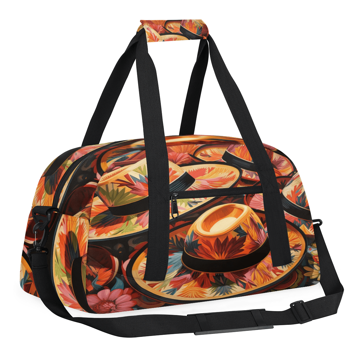 Herdesigns Mexico Cinco de Mayo Sports Duffle Bag for Women & Men, Mexican Holiday Hat Gym Bag Dance Bag Overnight Bag Carry On Weekender Travel Bag