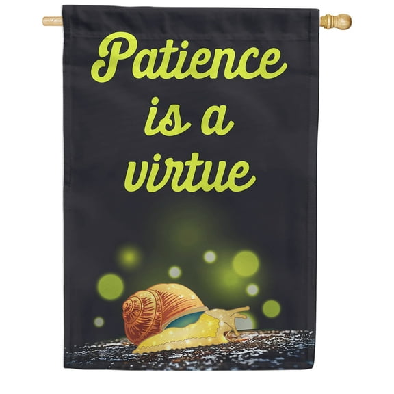 America Forever Patience is a Virtue Motivational Snail House Flag 28 x 40 inches Inspirational Positive Quote Religious Faith Double Sided Seasonal Yard Outdoor Decorative Snail Flag