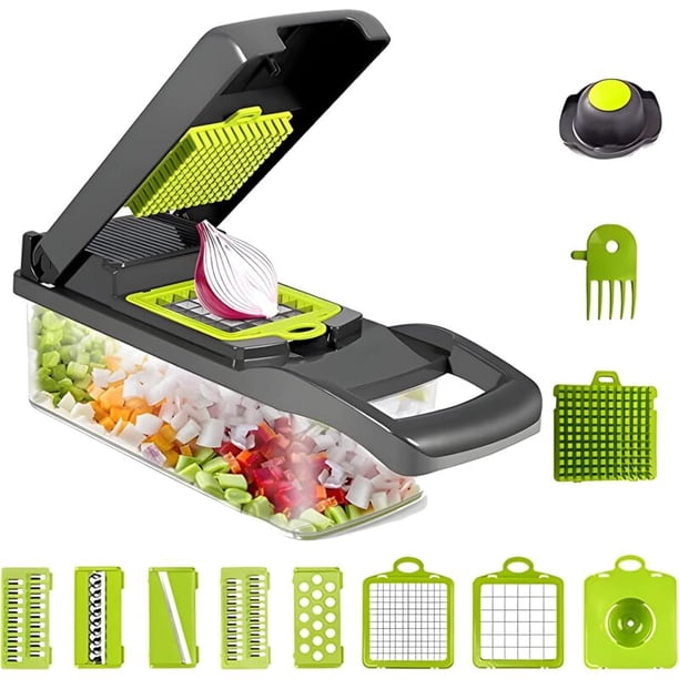 Professional 15-in-1 Kitchen Mandoline Slicer with 6 Replaceable Blades - Multifunctional Vegetable Cutter for Slicing, Dicing Grating
