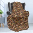 thumbnail image 4 of Woodland Soft Flannel Fleece Throw Blanket, Vintage Art Style Image of Smiling Gnomes and Friendly Animals, Cozy Plush for Indoor and Outdoor Use, 50" x 60", Dark Taupe and Multicolor, by Ambesonne, 4 of 5