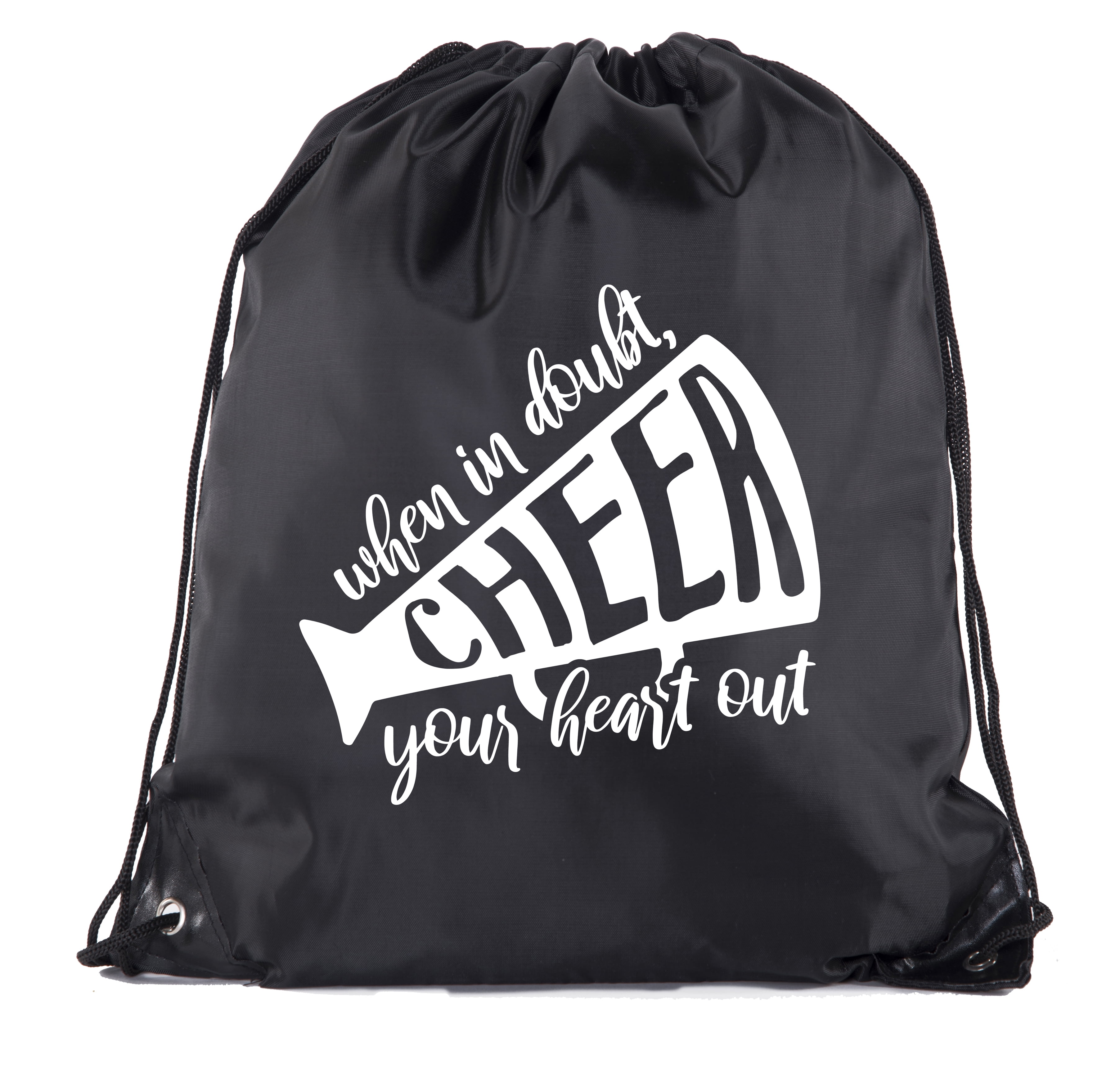 Cinch Backpack Bag Black Cheer Cheerleader Pom Poms Personalized Custom
