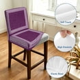 thumbnail image 4 of Dark Purple Geometric Bar Stool Cover Set of 4, White Greek Key Design Burlap Modern Art Stretch Bar Chair Cover, Removable Washable Pub Counter Stool Chair Slipcover for Kitchen Dining Room Pub Cafe, 4 of 9