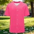 thumbnail image 4 of TKLPEHG Short Sleeve Shirts for Women Button Down Baseball Jersey T-Shirt Casual Solid Color Short Sleeve Top Hot Pink,S, 4 of 8