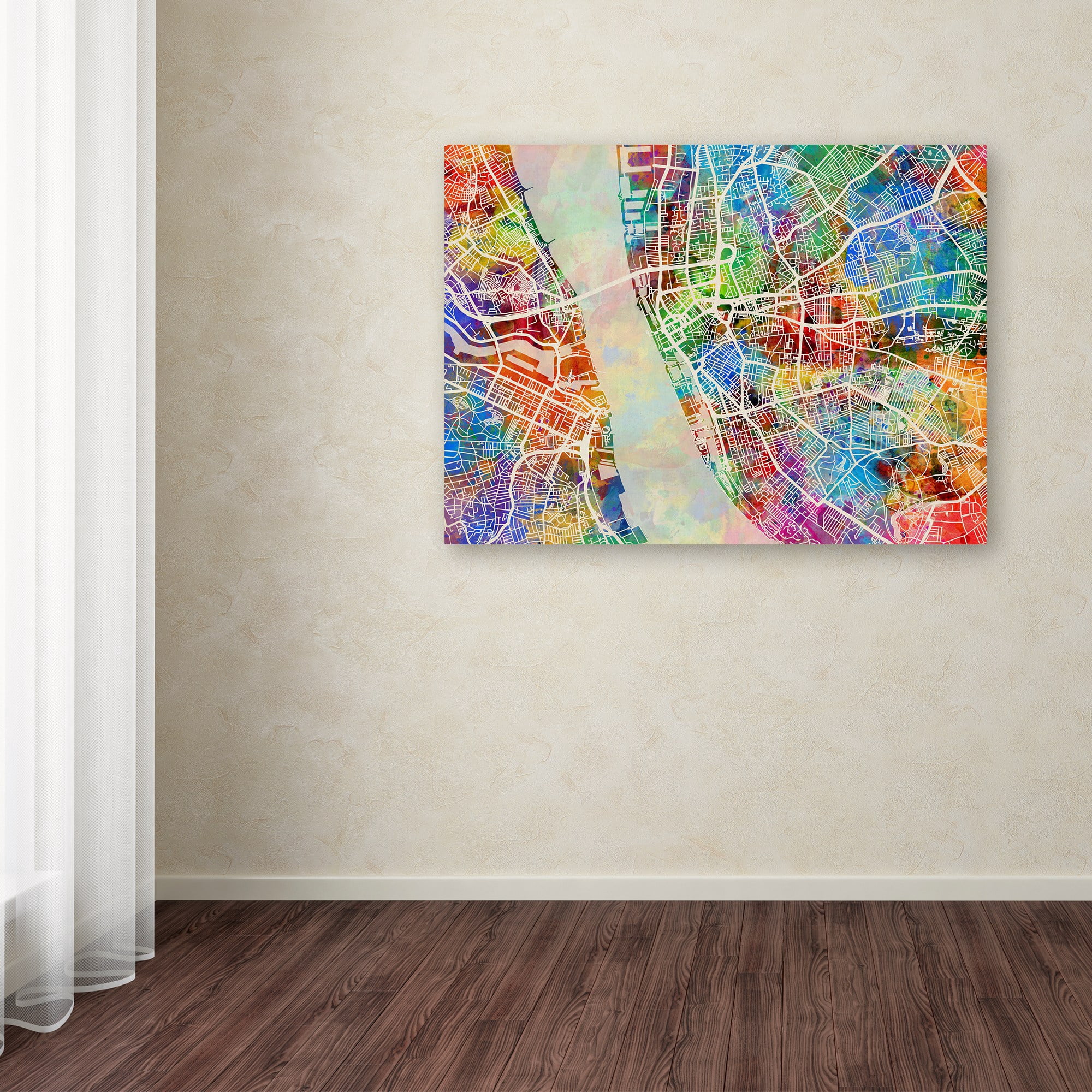Trademark Fine Art "Liverpool England Street Map" Canvas Art by Michael Tompsett