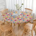thumbnail image 3 of Pioneer Flower Floral Print Pattern Round Fitted Tablecloth with Elastic Edge, Waterproof Dining Table Cover for Indoor Outdoor Camping and Daily Use, 3 of 6