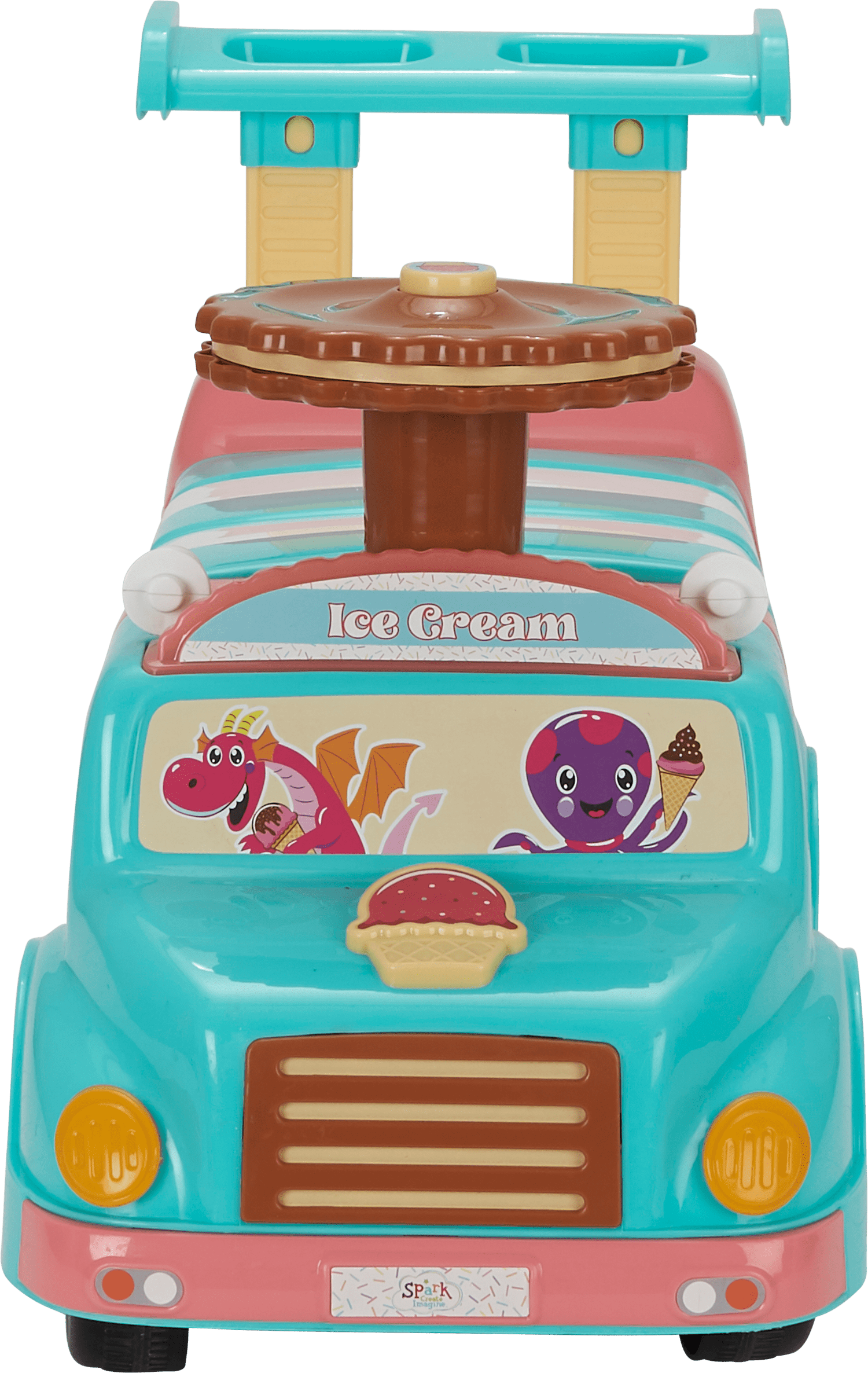 Spark Create Imagine Interactive Ice Cream Truck Push Ride-On Toy for Boys and Girls Ages 1-3 Years