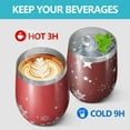 thumbnail image 4 of 12oz Stemless Wine Tumblers Red Christmas Snowflake Pattern Vacuum Insulated Stainless Steel Travel Tumbler Cups Mug with Lid and Straw for Champaign,Cocktail,Beer with Cleaning Brush, 4 of 5